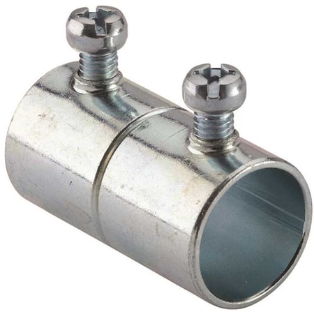 Halex EMT Coupling, 1/2 in, Set Screw, Steel, Galvanized 26280